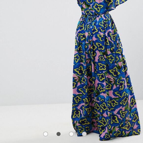 ASOS swim cover up skirt high slits pansy print Sz 2 - Picture 3 of 11